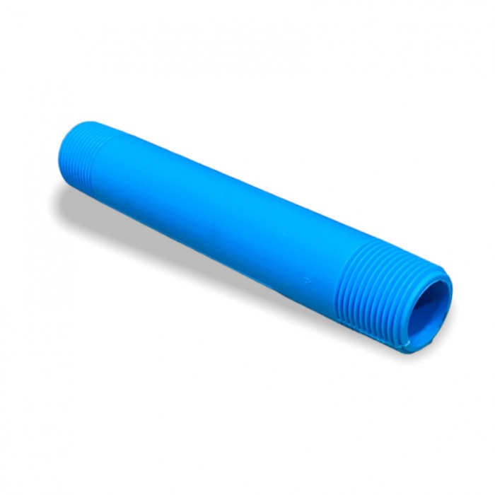 Niple Plástico Roscado Aguas Blancas 1 Pulgada x 10 Centimetros Largo Azul
